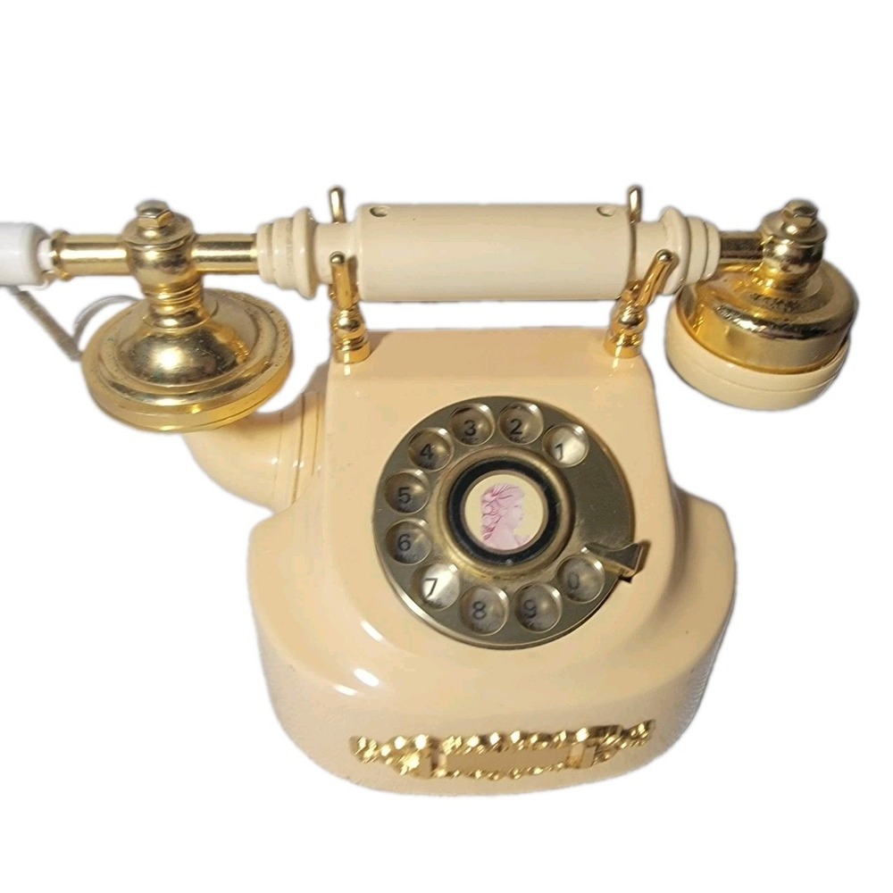 Western Electric Coquette French Cradle Rotary Phone Ivory Cameo Gold Vintage